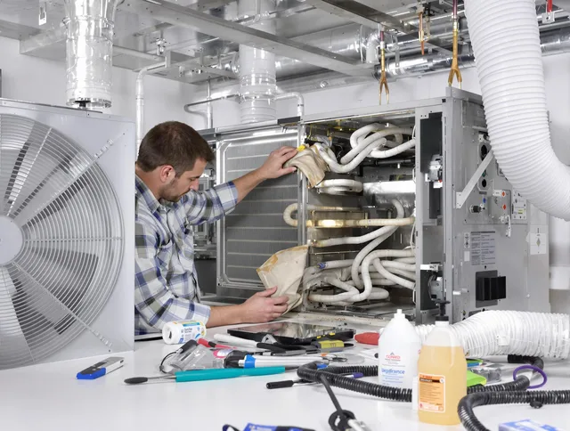 Marblehead Air Duct Cleaning specialist performing precision AC coil cleaning in Marblehead