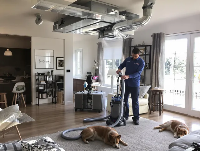 Marblehead Air Duct Cleaning technician performing detailed indoor duct cleaning for improved air quality in Marblehead
